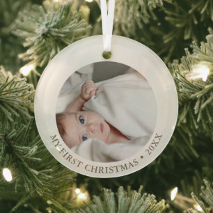 Baby Eerste Kerstkerkerst   Aangepaste foto en tek Glas Ornament