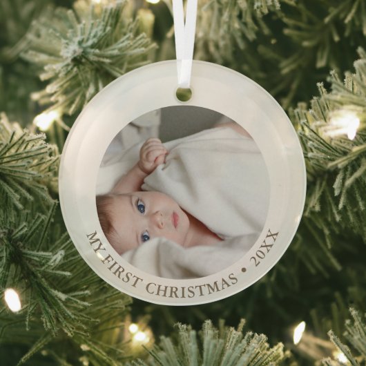 Baby Eerste Kerstkerkerst | Aangepaste foto en tek Glas Ornament (Insitu)