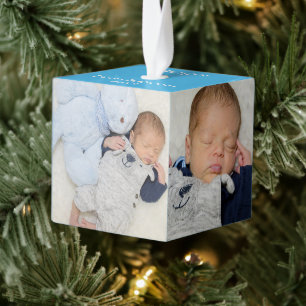 Baby eerste kerstkerstvijf foto's kubus ornament