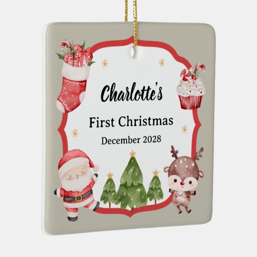 Baby Eerste Kerstman Rendier Tree Ornament (Rechts)