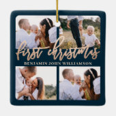 Baby eerste kerstmarinierscript, vier foto's keramisch ornament (Achterkant)