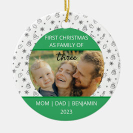 Baby Eerste Kerstmis familie van drie gewoonte Keramisch Ornament