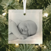 Baby Eerste Kerstmis Foto Glas Souvenir Aangepast