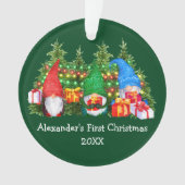 Baby Eerste Kerstmis met Gnomes Green Ornament (voorkant)