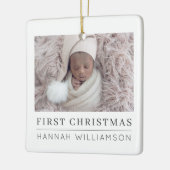 Baby Eerste Kerstmis Moderne Minimale Foto Keramisch Ornament (Links)