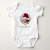 Baby Eerste Kerstmis Script Aangepaste Circulaire  Romper (Voorkant)