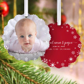 Baby Eerste Kerstmis Sneeuwvlok Grootouders Script Ornament Kaart