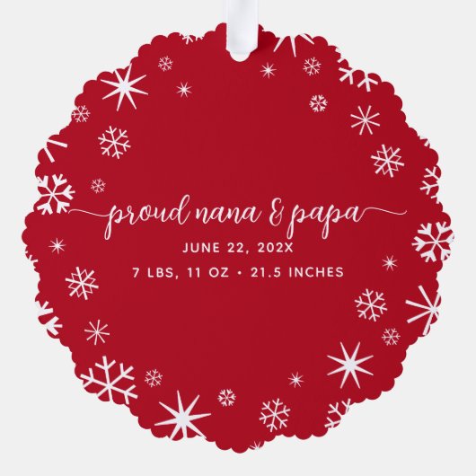 Baby Eerste Kerstmis Sneeuwvlok Grootouders Script Ornament Kaart (Achterkant)