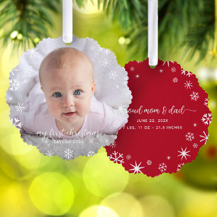 Baby Eerste Kerstmis Sneeuwvlokken Nieuwe Ouders S Ornament Kaart