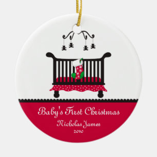 Baby Eerste Kerstmis - Wieg en kerstcadeautjes Keramisch Ornament