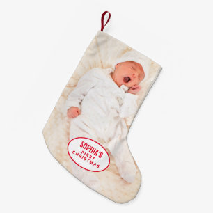 Baby Eerste Kerstmonogram Naam Foto Kleine Kerstsok