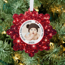 Baby Eerste Kerstnaam Foto Rood