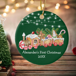 Baby eerste kerstontbijtgordelroodlampjes keramisch ornament