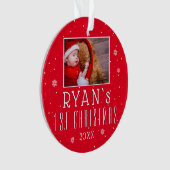 Baby eerste kerstsnowflake Red-kerstfoto Ornament (voorkant)