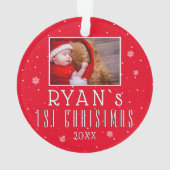 Baby eerste kerstsnowflake Red-kerstfoto Ornament (achterkant)