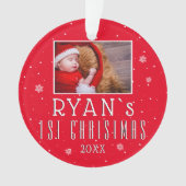 Baby eerste kerstsnowflake Red-kerstfoto Ornament (voorkant)