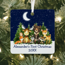 Baby eerste kerstvee Moon Blue Metalen Ornament