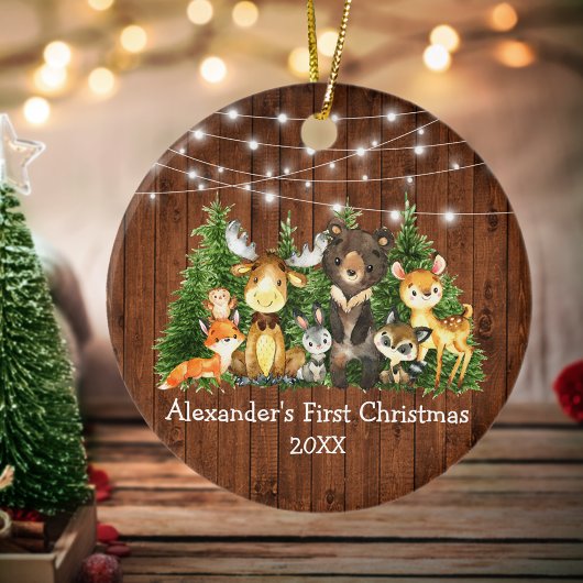 Baby eerste kerstvee Rustisch Keramisch Ornament