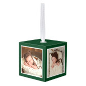 Baby Eerste kerstWaterverf Gnomen Foto Kubus Ornament (Achter hoekig)