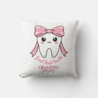 Baby Eerste Tand Roze Strik Mijlpaal Kawaii Tand Kussen