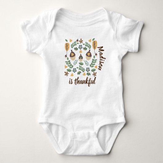 Baby eerste Thanksgiving: dankbare groen Romper (Voorkant)