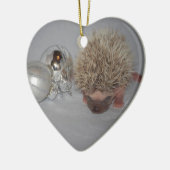 Baby egel kerstversiering keramisch ornament (Links)