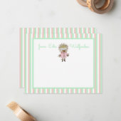 Baby egel op Snoep van astel Stripes Roze en Mint Notitiekaartje (Voorkant / Achterkant in situ)