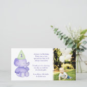 Baby Elephant 1e verjaardag Dank u voor uw foto Bedankkaart (Staand voorkant)