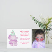 Baby Elephant 1er anniversaire Merci Carte photo (Debout devant)