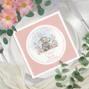 Baby Elephant A Little Peanut Girl Floral Shower Servet