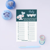 Baby Elephant ABC Baby shower Game Kaart (Enkel)