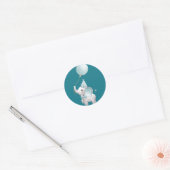 Baby Elephant Anniversaire Favoriser Sticker Blue  (Enveloppe)