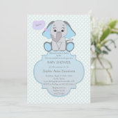 Baby Elephant Baby Boy Invitation Baby shower (Debout devant)