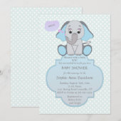 Baby Elephant Baby Boy Invitation Baby shower (Devant / Derrière)
