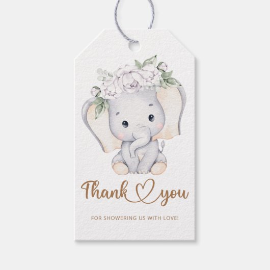Baby Elephant baby shower bedankt cadeau labels Cadeaulabel (Voorkant)