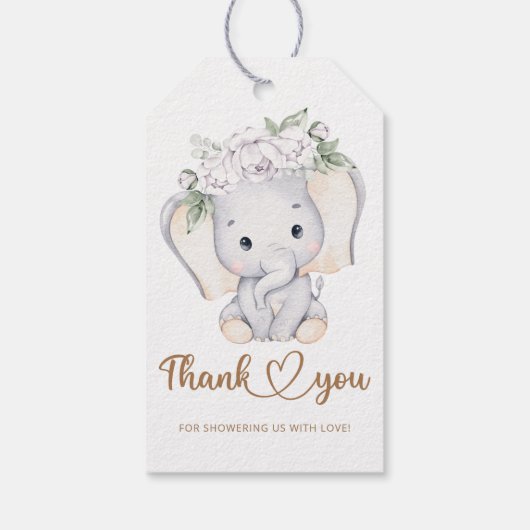 Baby Elephant baby shower bedankt cadeau labels Cadeaulabel (Achterkant)