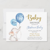 Baby Elephant Baby shower Boy Uitnodiging (Voorkant)