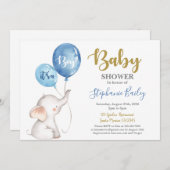Baby Elephant Baby shower Boy Uitnodiging (Voorkant / Achterkant)