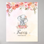 Baby Elephant Baby shower Favors Poster (Voorkant)