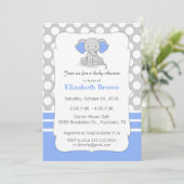 Baby Elephant Baby shower Invitation bleu (Debout devant)