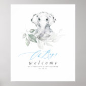 Baby Elephant Baby shower Oh Boy Welkome Poster (Voorkant)
