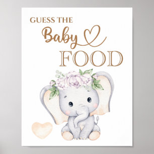 Baby Elephant Baby shower "Raad het Baby voedsel" Poster