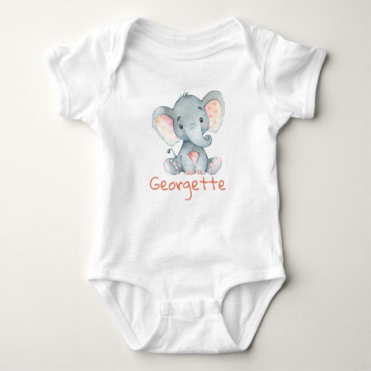 Baby Elephant Baby t-Shirt gepersonaliseerd monogr (Voorkant)