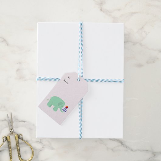 Baby Elephant Balancing Act Cadeaulabel (Met Touw)