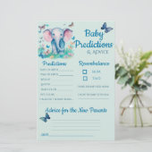 Baby Elephant Blue Baby Predictions Carte conseil (Debout devant)