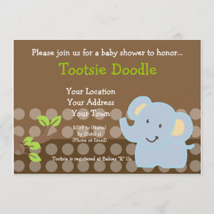 Baby Elephant Blue Boy Baby shower Sprinkle Kaart