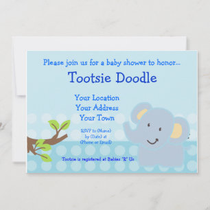 Baby Elephant Blue Boy Baby shower Sprinkle Kaart