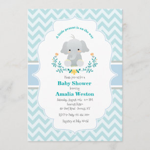Baby Elephant Boy Baby shower Kaart