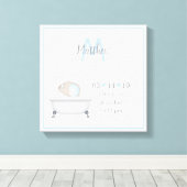 Baby Elephant Bubble Bath Boy Birth Notice Canvas Afdruk (Insitu (Houten vloer))