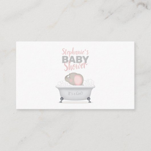 Baby Elephant Bubble Bath Diaper Raffle Informatiekaartje (Voorkant)